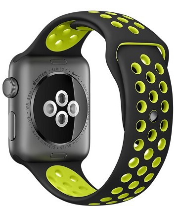 Спортивный силиконовый браслет для Apple Watch 42mm Hoco Sporting Black and Yellow